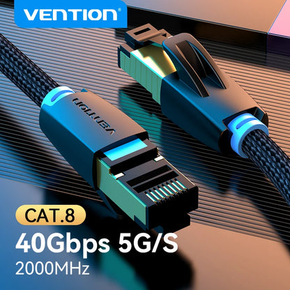 Vention CAT8 Ethernet Cable 40Gbps 2000MHz CAT 8 Networking Cotton Braided Internet Lan Cord for Laptops PS 5 Router...