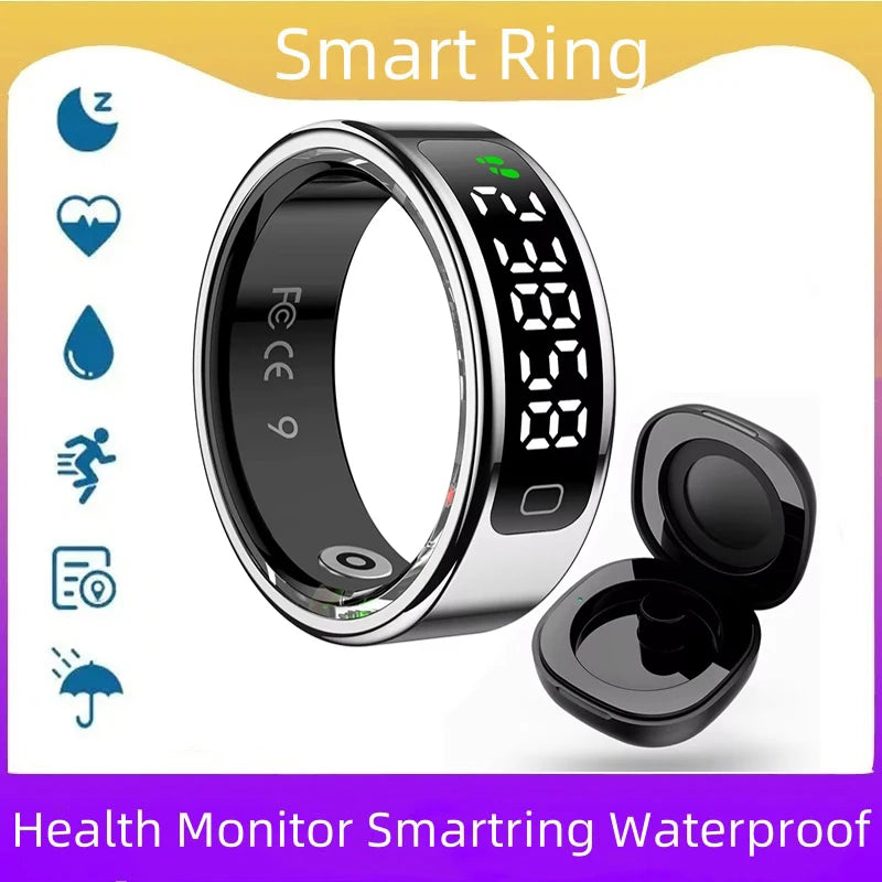 R11C Smart Ring Men Women Display Screen Gesture Swipe Video Smartring Waterproof Heart Rate Sleep Monitor Qring for Android IOS