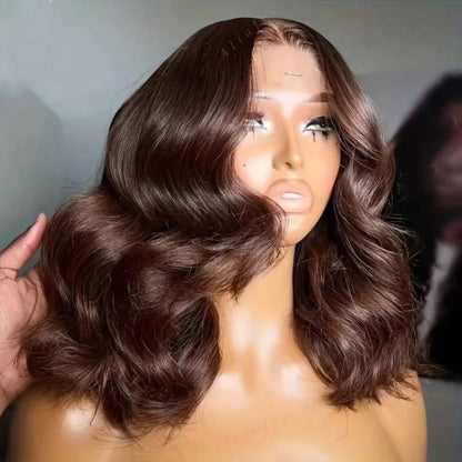 13x4 Bob Wig Human Hair Body Wave Brazilian Hair Pre Plucked and Natural Hairline HD Lace Frontal Wig Human Hair Pre...