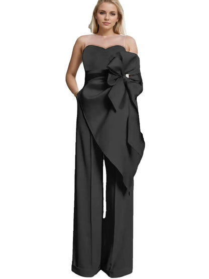 Bridal Shower Wedding Dresses Jumpsuits Sweetheart Strapless Floor Length Bridal Gown Bows Ruffles Backless 2025 Free Customized