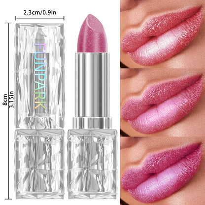 7 colors Sparkling Metallic Finish Lipstick Hydrating Red Pink Glitter Lip Tint Shine Lip Color Highly Pigmented Lip Makeup Gift