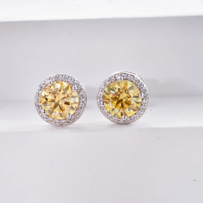 925 Sterling Silver 1 Carat Moissanite Round Earrings Engagement Wedding Daily Work Party Travel Luxurious Gift For Women
