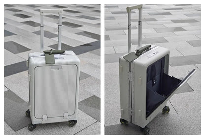 Front Opening Suitcase Aluminum Frame 20" Carry-on Trolley Case Bag with Colorful Silent Wheel USB Charging Plug Rolling Luggage - Kimlud