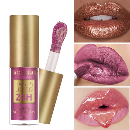 Liquid Lipstick Long Lasting 24H, Metallic Shimmer High Pigment Lip Gloss, Transfer & Smudge Resistant Lip Color