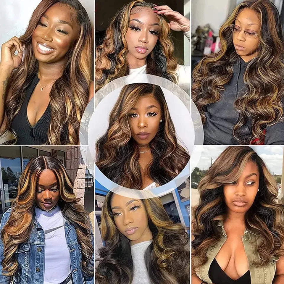 Highlight Body Wave Human Hair Wigs Pre Plucked 13x6 HD Lace Frontal Wigs On Sale Honey Blonde 13x4 HD Lace Front Human Hair Wig