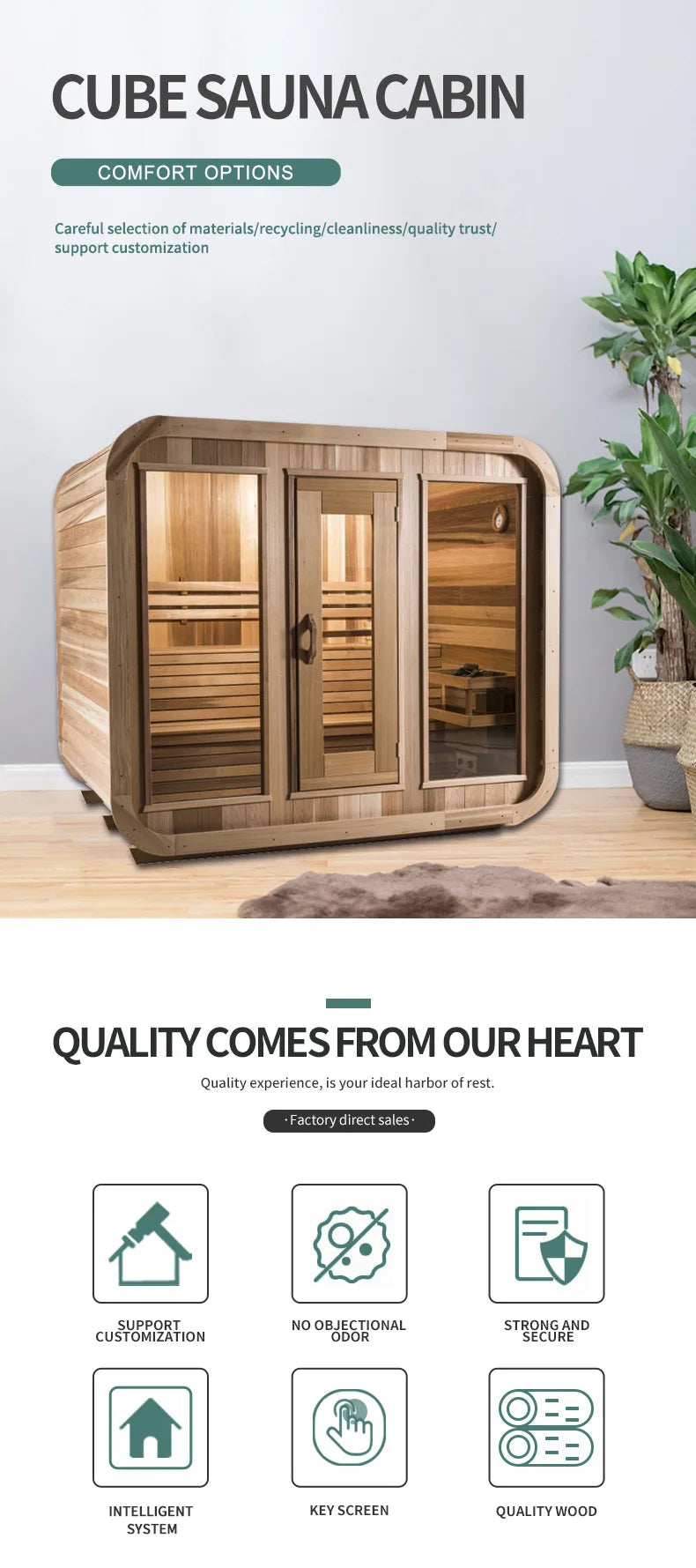 Canadian red cedar cube outdoor sauna for home traditional wooden sauna - Kimlud