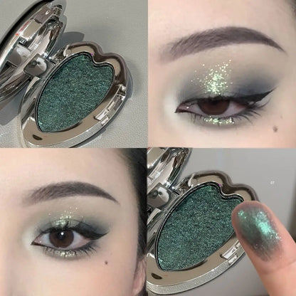 Pearlescent Blue Metallic Eyeshadow Palette Punk Smoky Purple Mashed Potato Waterproof Shimmer Glitter Heart-shaped Eye...