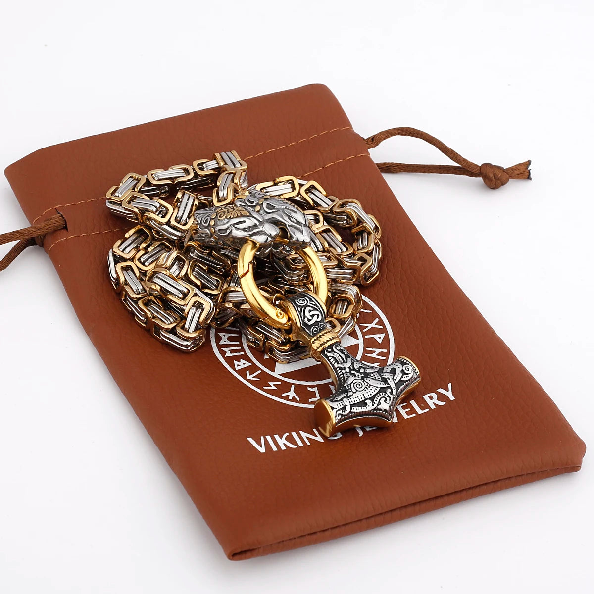 Vintage Faucet Men's Necklace Fashion Never Fade Stainless Steel Thor's Hammer Pendant Accessories Jewelry Gifts Wholesale