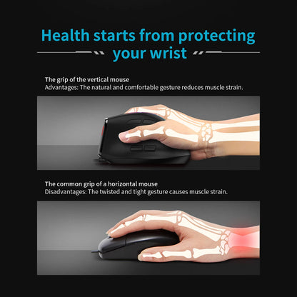 ZELOTES T-50 Ergonomic Wired Vertical RGB Mouse 12800 DPI Adjustable for PC Computer Gaming USB Wired Vertical Optical Mouse