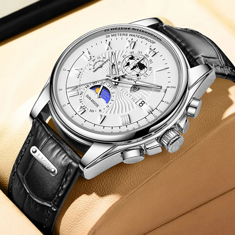 LIGE Fashion Automatic Date Men Quartz  Watches Top Brand Luxury Male Clock Chronograph Sport Mens Wrist Watch Relogio Masculino