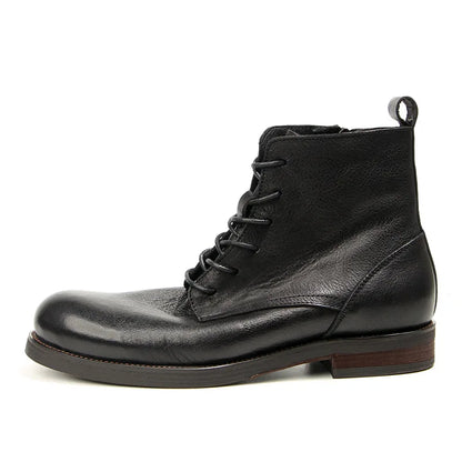 Cowhide Men's Boots Genuine Leather Shoes Men Side Zipper Men Ankle Boots Handmade Retro Leather Boots Luxury Men's Formal Shoes