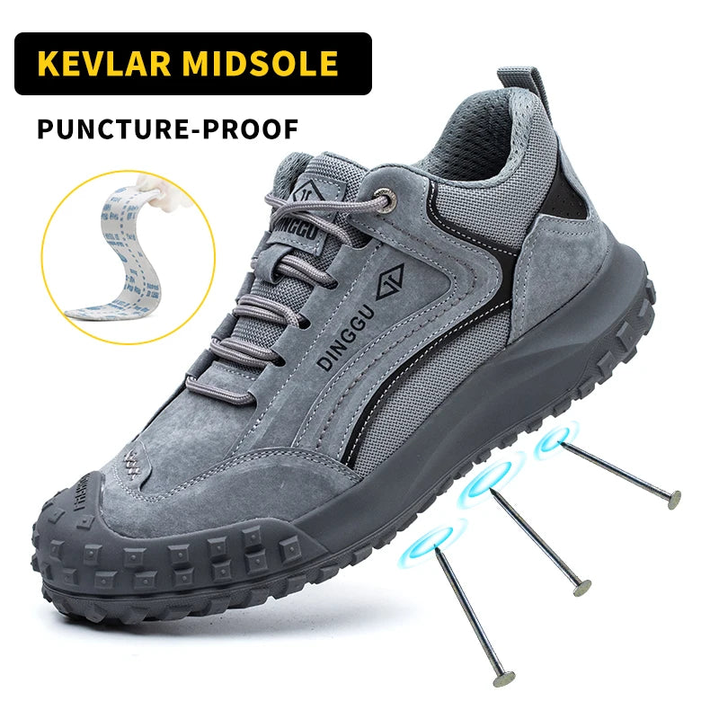 All-Season Men's Functional Work Shoes, Anti-Smashing, Wear-Resistant, Safety Labor Protection Shoes for Construction Sites and Workshops, Anti Smashing, Anti Piercing, Wear-Resistant Shoes with Steel Toe Caps, Safety Work Sh