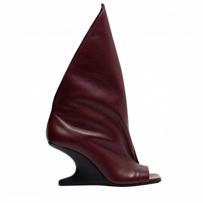 2026 European and American Women's Trendy, Niche, Personalized, Unique, Sloping, Sexy, Open Toed, Fishmouth, Sleeve Short Boots - Kimlud