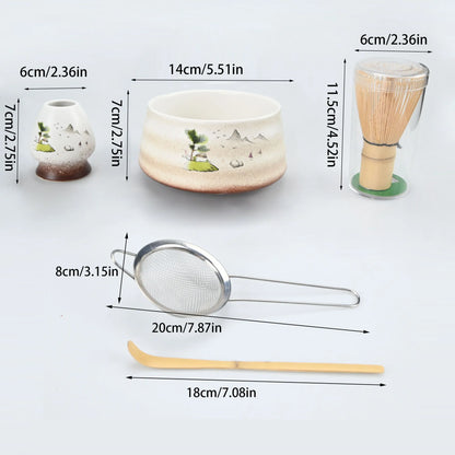 2pcs/4pcs/5pcs/set Japanese Style Matcha Tea Set With Tool Rack, Including Bowl, Whisk, Spoon, Great Gift For Ceremony