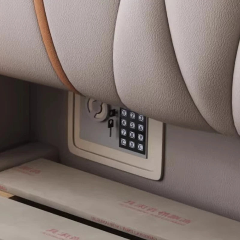 Home Leather bed with light modern minimalist lit 150x200 180x200 200x220 cm Double bed 2 people bedroom beds frames Furniture