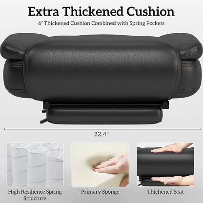 Big and Tall Office Chair 400LBS, 160° High Back Reclining Office Desk Chair with Wide Seat, Arms, Footrest, Black - Kimlud