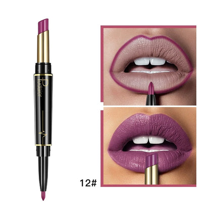 Double Ended Lip Liner and Lipstick 2 in 1, Waterproof Matte Long Lasting Smooth Lip Pen, Nude Lip Makeup for Women