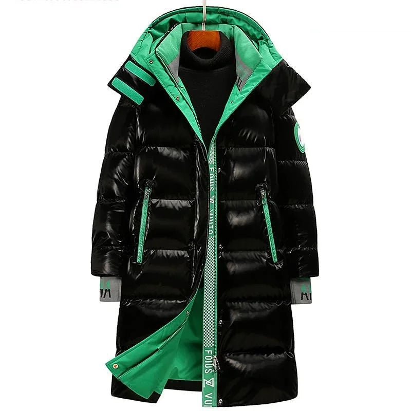 New Winter Jacket Men's Long Luxury Business Thickened Down Cotton Warm Parkas Men's Street Snow Cold-proof Hooded...