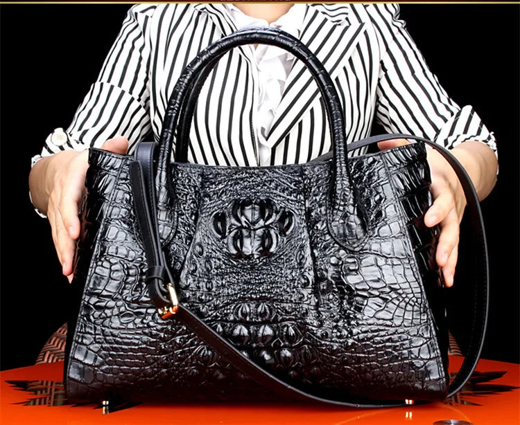 New Crocodile Leather Women's Handbags Genuine Leather Female Portable Shoulder Messenger Bag Fashion Brand Red Tote Bags