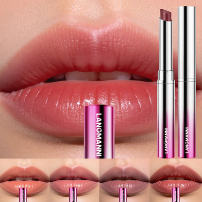 LANGMANNI 6 Colors Honey Pink Lipstick Waterproof Not Fading Sexy Nude Brown Lip Tint for Women Make Up Solid Lip Gloss Cosmetic