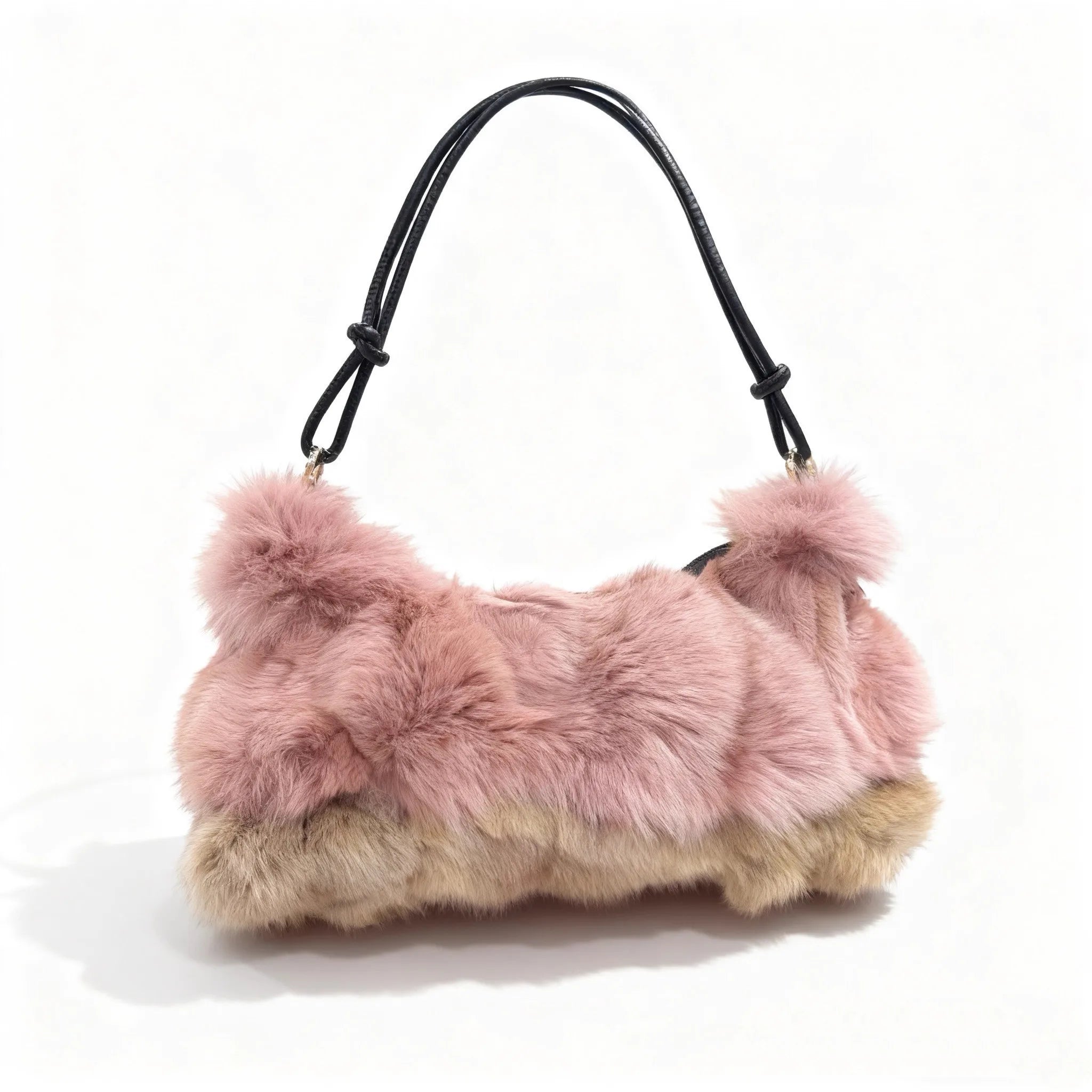 Winter Fox Fur Bag Women's  Bag Fashion  Handbag Ladies Bags Purses Women Shoulder Bag Real Silver Fox Fur Messenger Bags