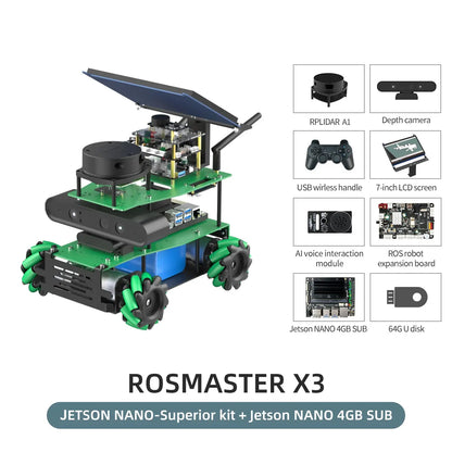ROSMASTER X3 ROS2 Robot Aluminum Alloy Frame Autopilot Lidar Mapping for Jetson NANO Orin NX SUPER Orin NANO SUPER Raspberry Pi5