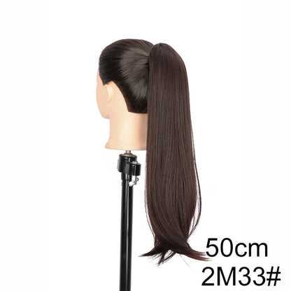 Synthetic 40cm/50cm Claw Clip Micro Curly in Ponytail Extension Long Straight Curly Black Brown Ponytail Hairpiece for...
