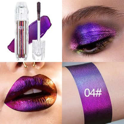 Chameleon Metal Lip Gloss Liquid Lipstick Brightening Long-Lasting Lip Gloss Multi-Color Long-Lasting Moisturizing Non-Stick Cup