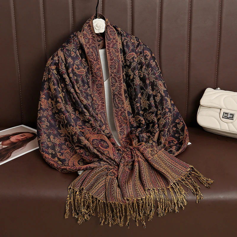 Luxury Brand Autumn Cashmere Pashmina Shawl Lady Wrap Warm Winter Scarves Design Print Female Foulard Cotton Stoles...