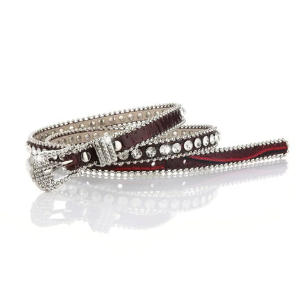 Sexy Leopard Rhinestone Belt Women's Bling Belt Punk Y2k Metal Buckle Sequin Belts Pu Fashion Waistband Jeans Pants...
