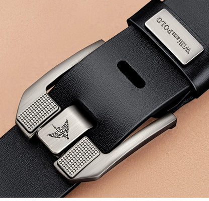 Men's casual belt, fashionable needle buckle cowhide personalized belt, retro style denim belt - Kimlud