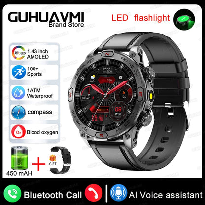 For Huawei Xiaomi Outdoor Sport GPS Smart Watch Men 1.43'' 466*466 HD AMOLED Screen IP68 Waterproof Bluetooth Call Smart Watches