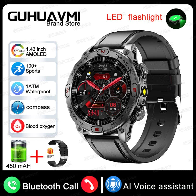 For Huawei Xiaomi Outdoor Sport GPS Smart Watch Men 1.43'' 466*466 HD AMOLED Screen IP68 Waterproof Bluetooth Call Smart Watches