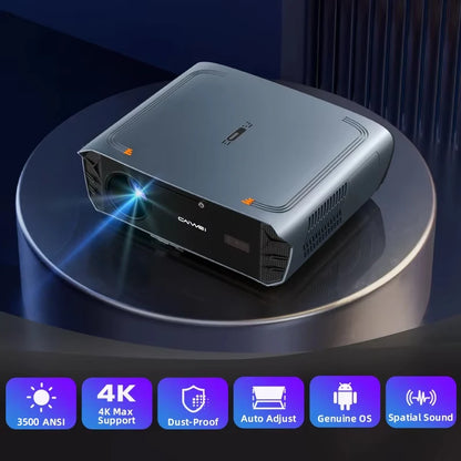 Super Bright 4K Projector with Android TV, Netflix 4K Support, Dolby Audio, Outdoor & Home Theater, Day & Night Use, Dust Proof - Kimlud