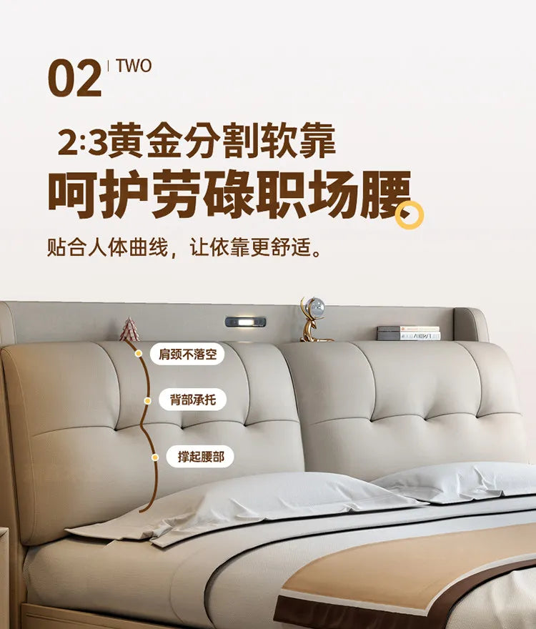 Double 1.8m Beds Storage Headboard Upholstery Minimalist Drawers Beds Frames Multifunctional Muebles Para El Hogar Furniture