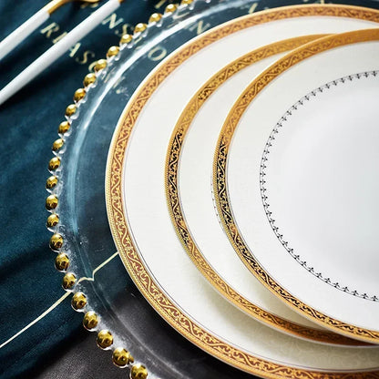 Bowl and Plate Set for Household Light Luxury, Modern Simplicity, Jingdezhen Ceramic Tableware, Bowl and Plate...