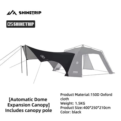 ShineTrip Auto Dome Canopy Series Silver Coated Canopy Oversized Quick Setup Sunproof Camping Auto Dome House Waterproof Tent