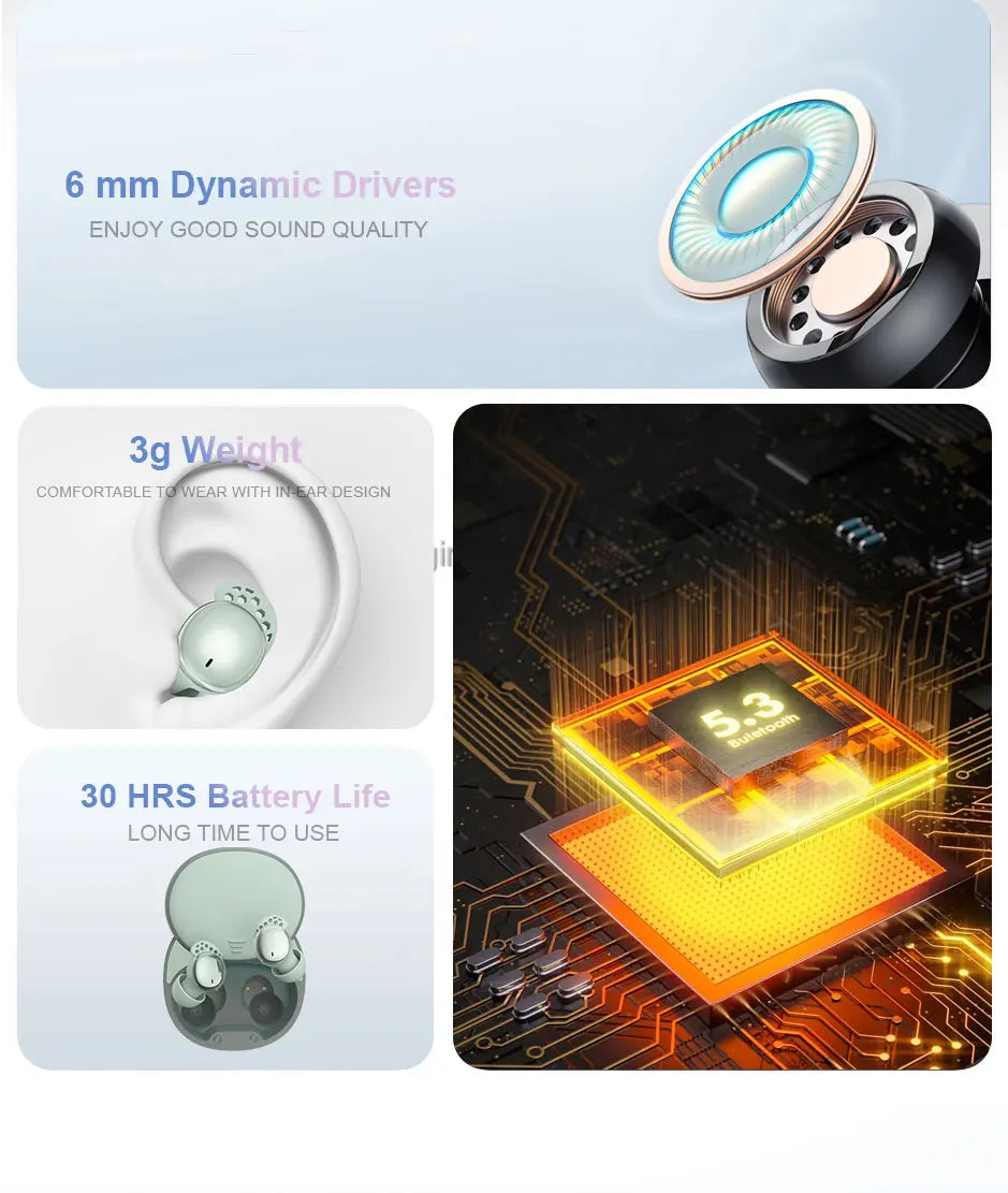 Wireless Earphone Sleep Earbuds for Side Sleepers Wireless Earbuds Comfortable Noise Blocking Music Sleep Dual Mode |...