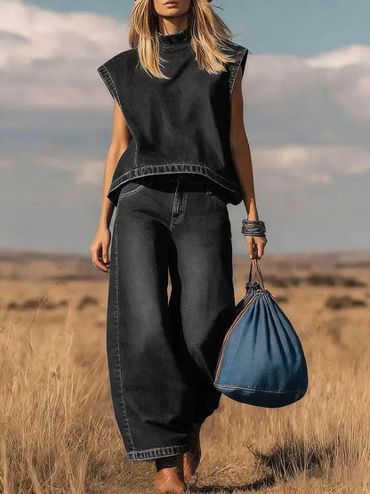 Women Sleeveless Denim Vest Oversized Ripped Denim Vest Cropped Buttoned Denim Vest Lightweight Jean Gilet Chic Trendy - Kimlud