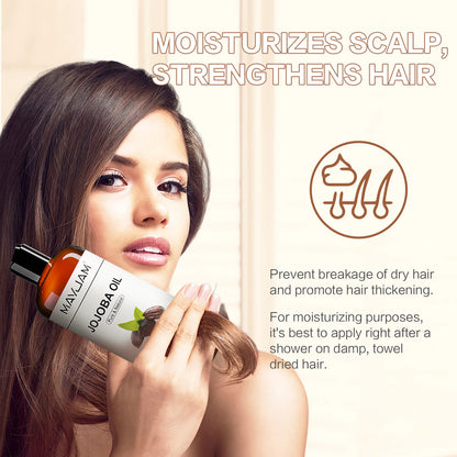 MAYJAM USDA Organic Jojoba Oil Moisturizing for Face, Hair, Skin & Nails Pure Natural Cold Pressed Grapeseed Sunflower Seed Oil