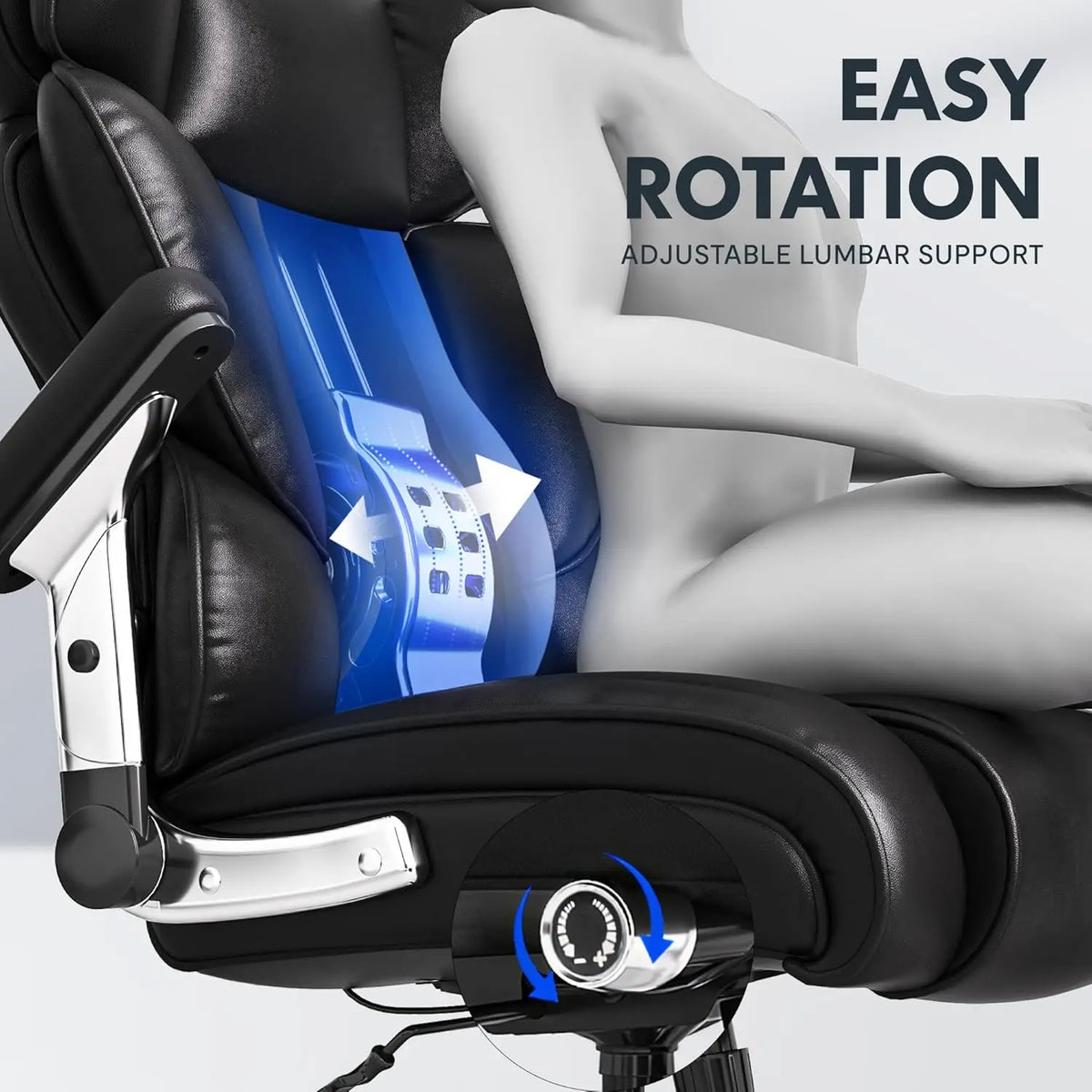 600lbs Big and Tall Office Chair for Heavy People, Heavy Duty Computer Desk Chair with Dynamic Lumbar Support 2D,...