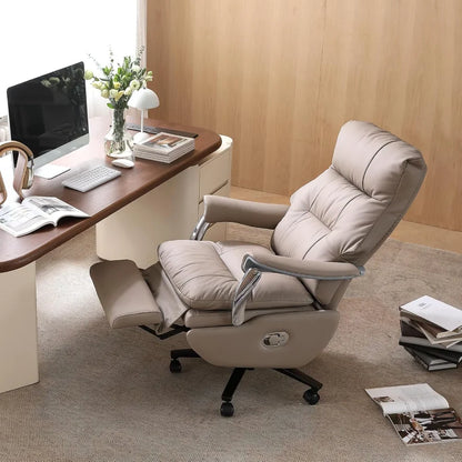 Ergonomic Executive Office Chair with Footrest Sustainable Leather Electric Reclining Massage Home Desk Chair