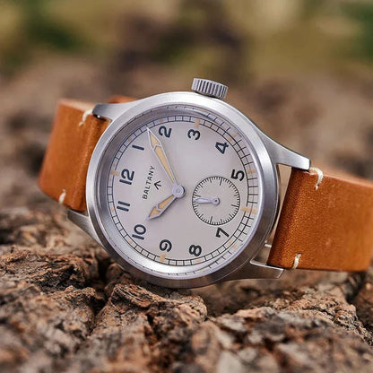 Baltany dirty dozen watch Sapphire 39mm Dail 316L Stainless Steel Case Leather Strap Military Vintage Quartz Wristwatch