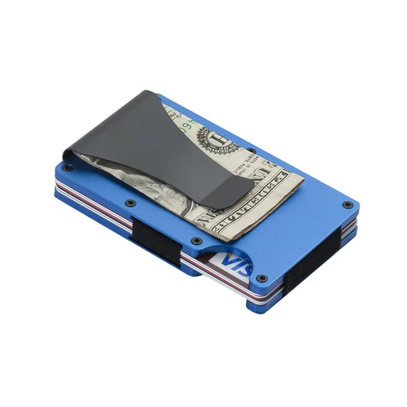RFID Clip Metal Wallet Blocking Aluminum Minimalist Credit Card Holder Money Wallets 2024 All Color Slim Business Bank Id Case