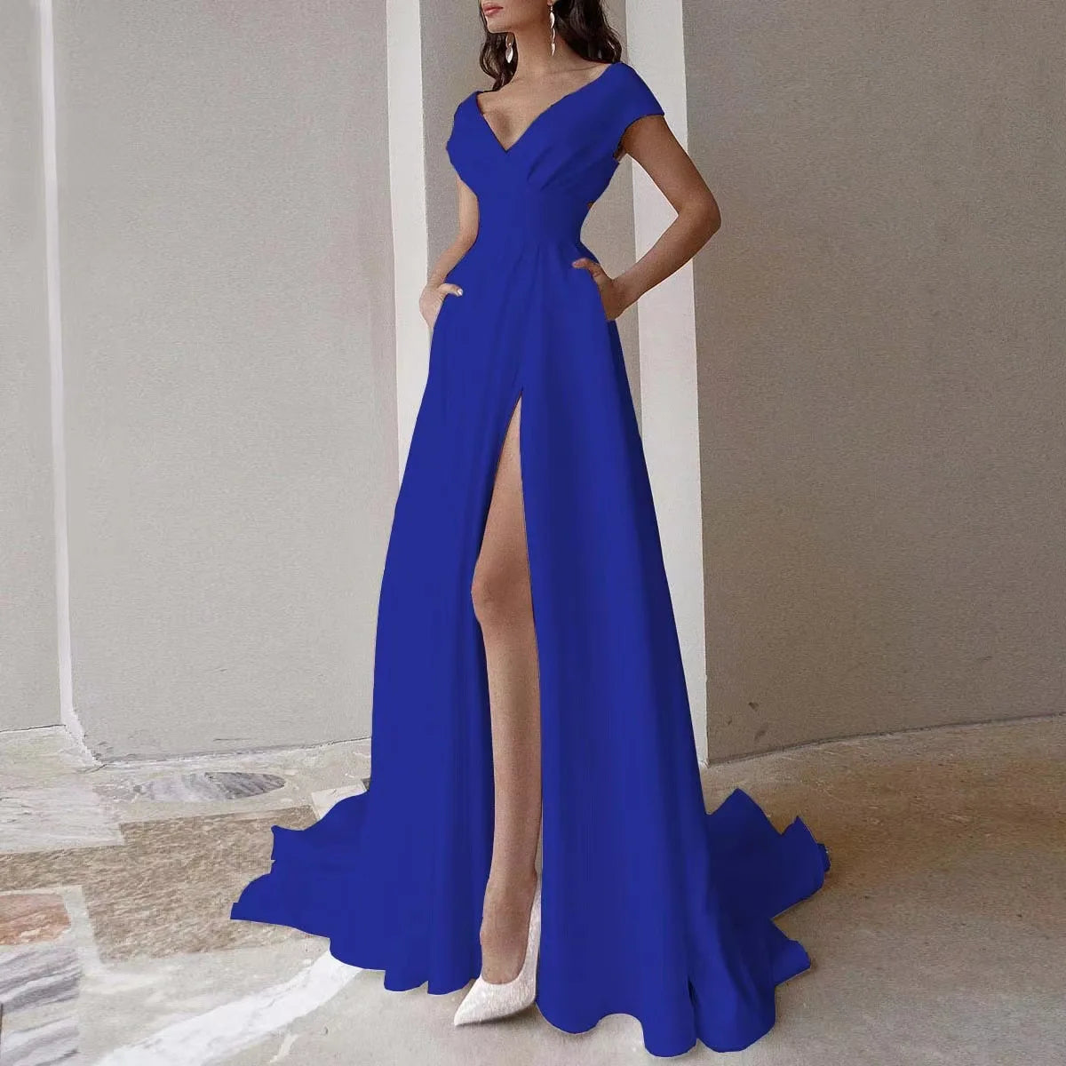 WEIN White Dress Women Evening Summer Sleeveless V Neck Sexy Split Maxi Long Elegant Party Womens White Dresses Black...