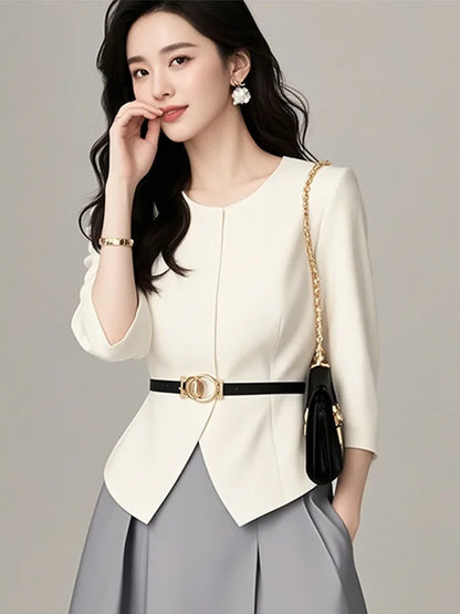 Elegant Commuter Women's Skirt Set Salt System Street Style Powerful Presence High Fashion Long Ankle Polyester Fiber