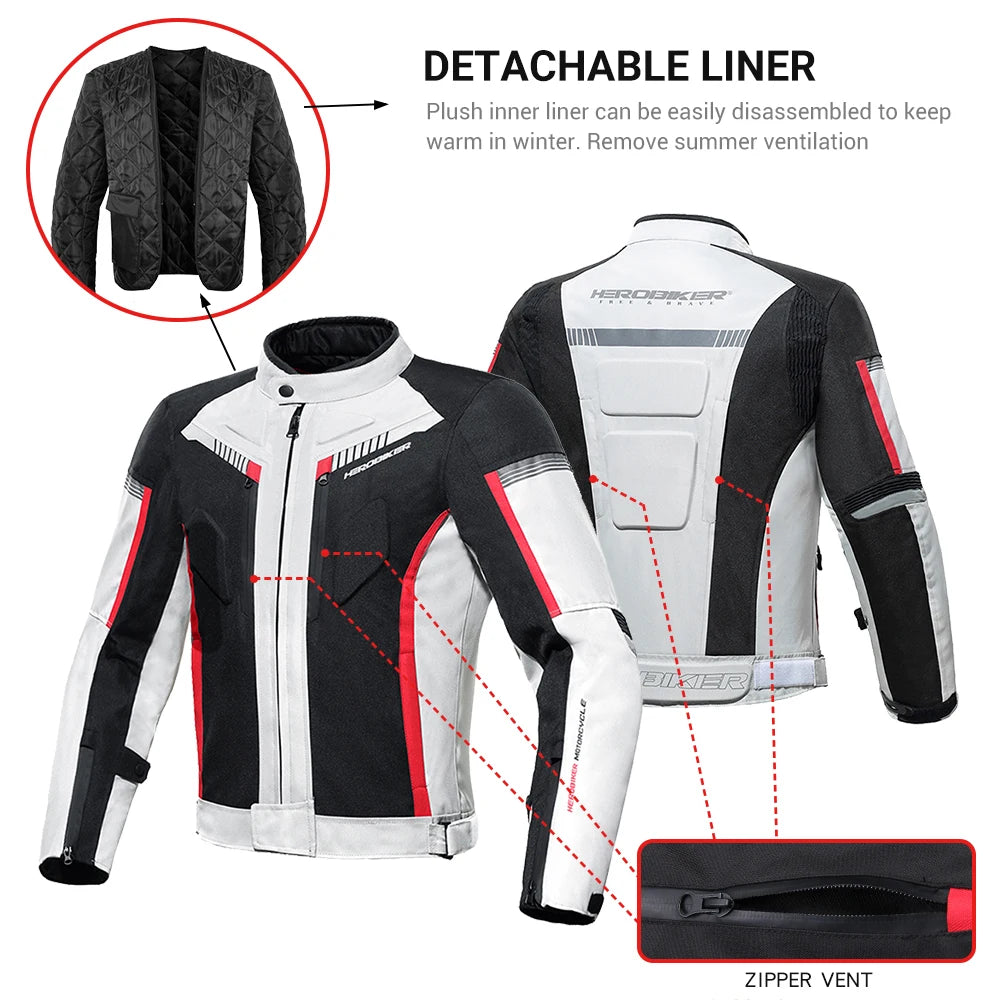HEROBIKER Waterproof Motorcycle Jacket Man Racing Jacket Wearable Motorcycle Pants Moto Clothing With EVA Protection