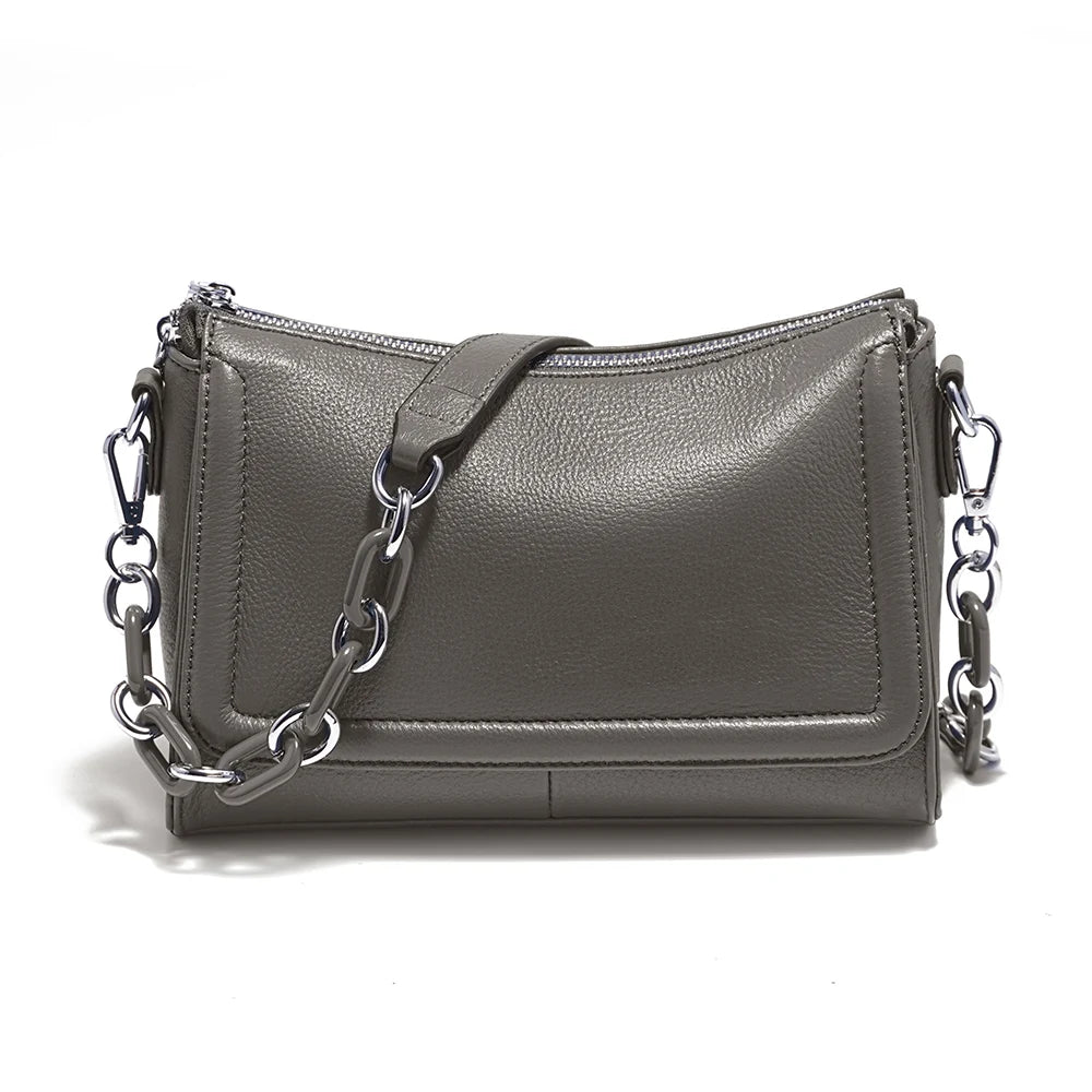 Zency Acrylic Chain Handbag Soft Leather Top-Handle Women's Luxury Small Underarm Crossbody Bag White Fashion Shoulder |...