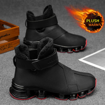 Men's Waterproof Snow Boots with Plush Lining, Anti-Slip and Wear-Resistant Sneaker Sole, Warm Winter Casual Boots