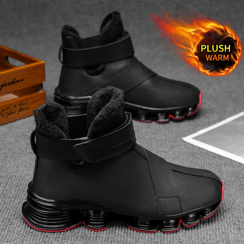 Men's Waterproof Snow Boots with Plush Lining, Anti-Slip and Wear-Resistant Sneaker Sole, Warm Winter Casual Boots